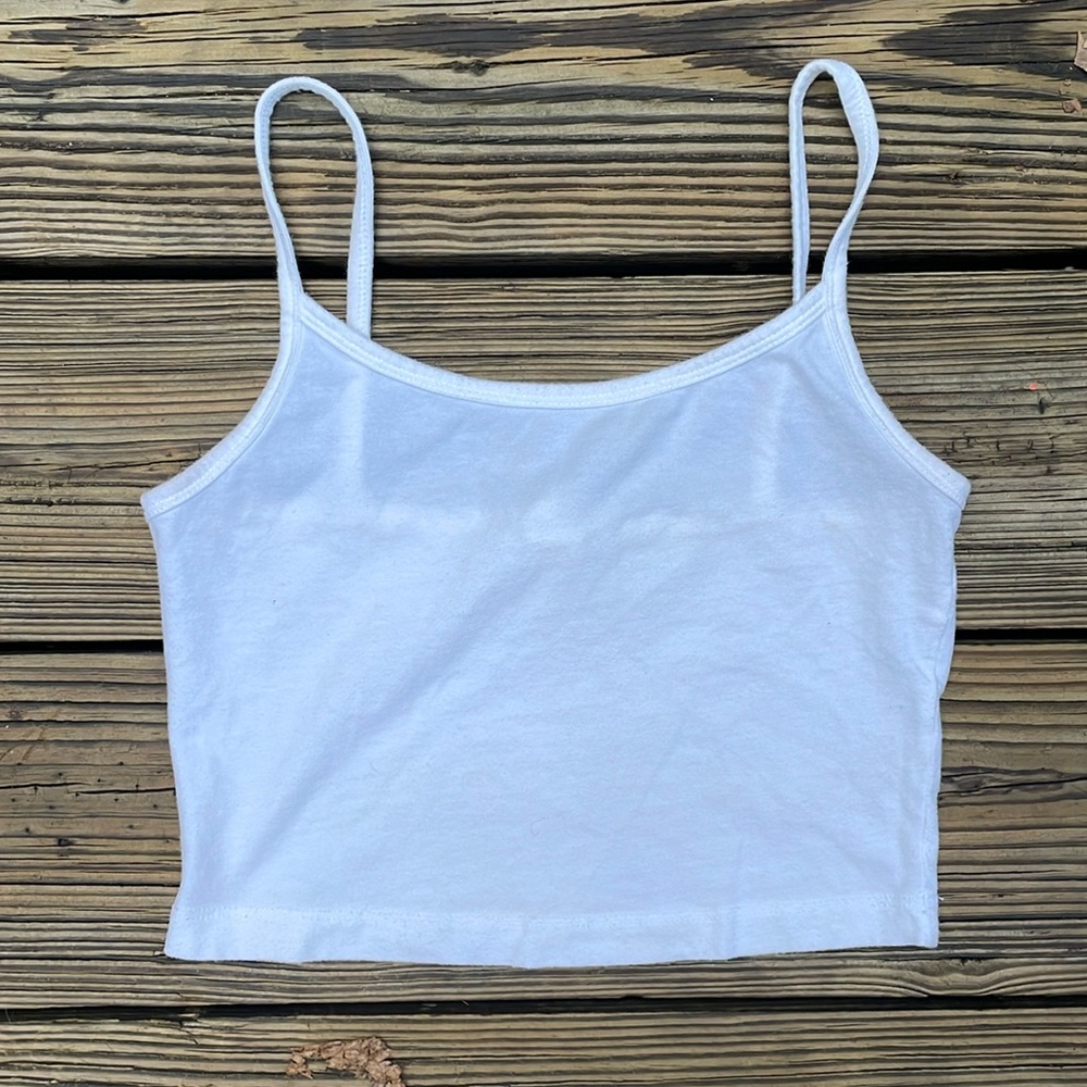 White Scoop Neck Cropped Cami